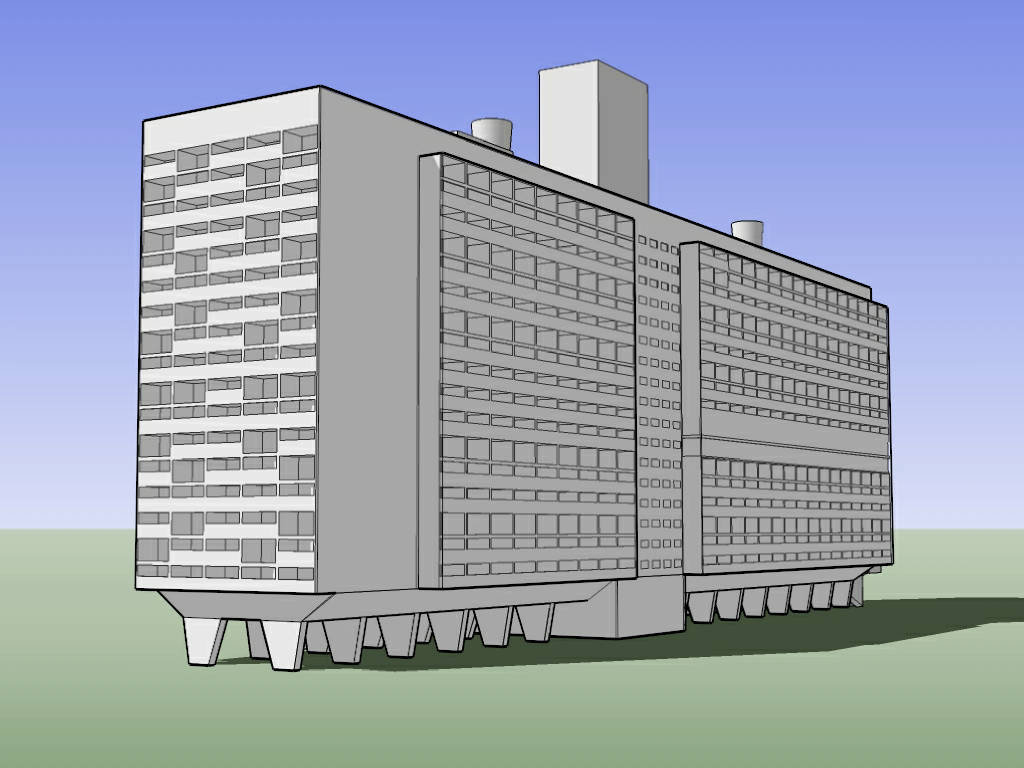 Le Corbusier Apartment sketchup model preview - SketchupBox