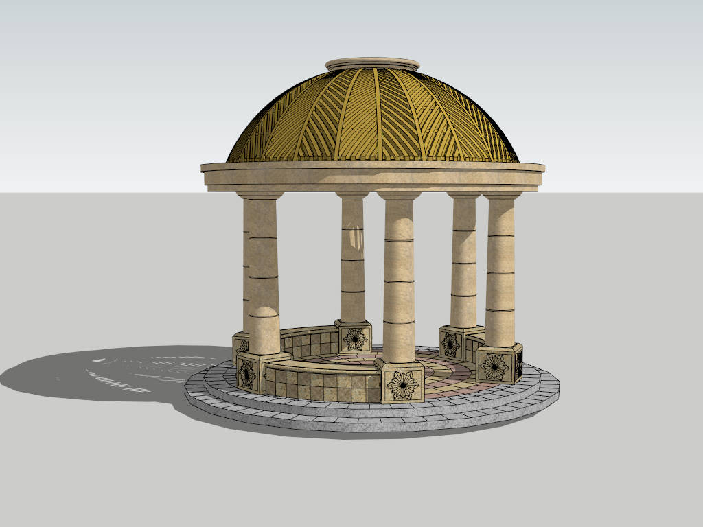 Stone Round Gazebo sketchup model preview - SketchupBox