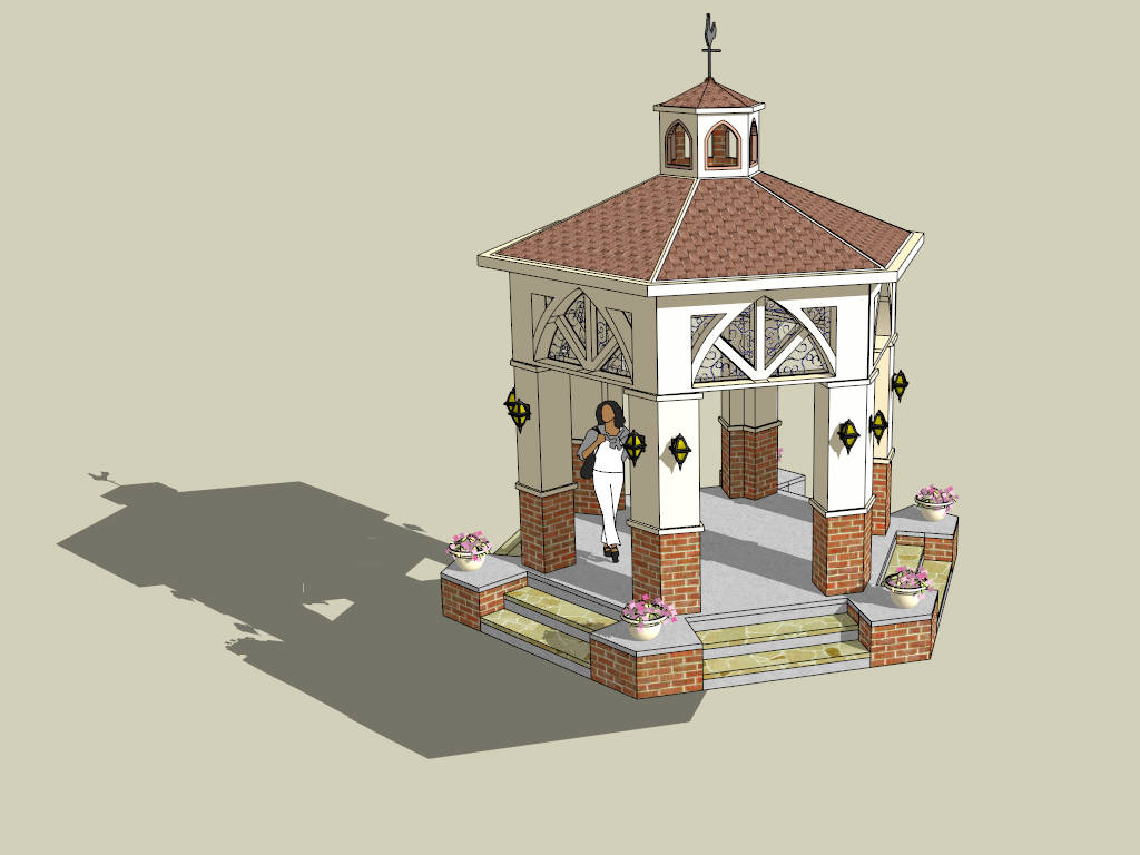 Brick Pillar Spanish Gazebo sketchup model preview - SketchupBox