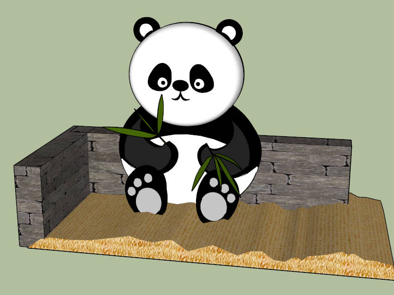 Panda Bear Cartoon sketchup model preview - SketchupBox