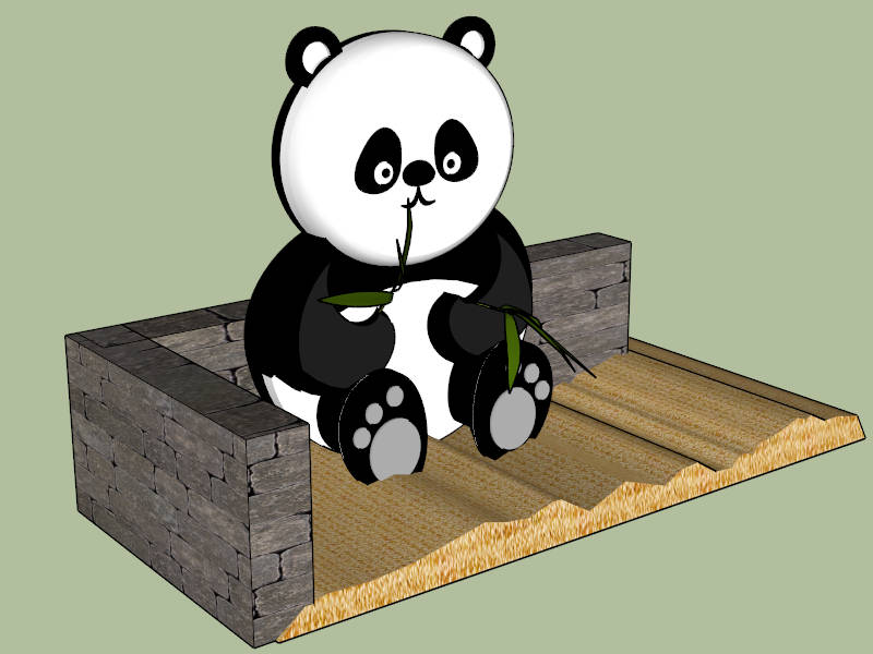 Panda Bear Cartoon sketchup model preview - SketchupBox