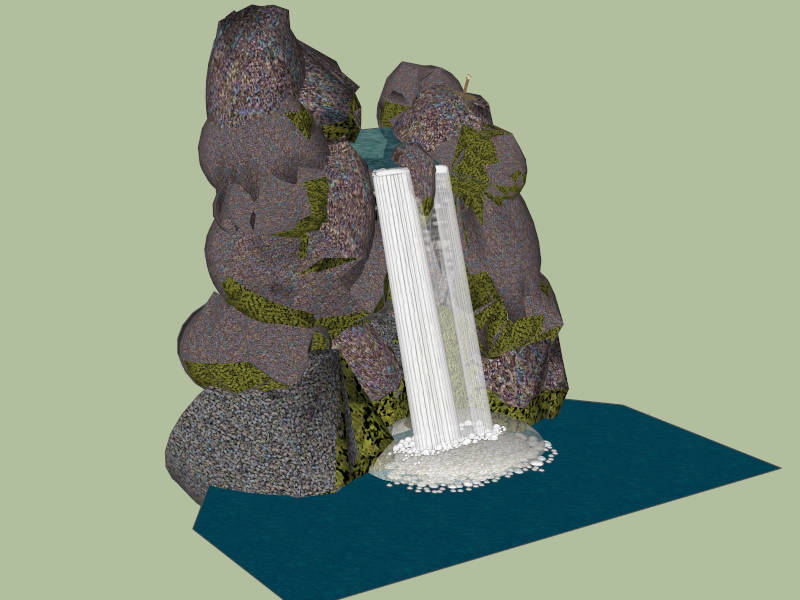 Pond Rock Waterfall sketchup model preview - SketchupBox