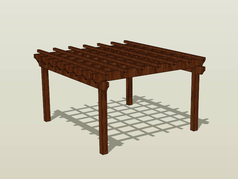 Wood Beam Pergola sketchup model preview - SketchupBox