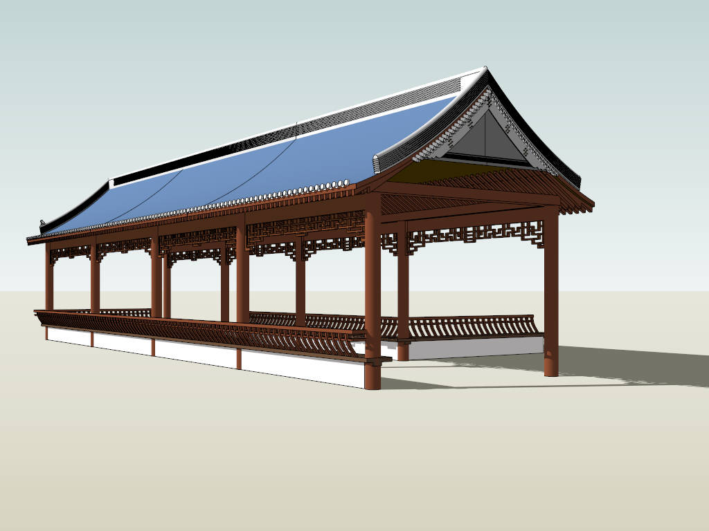 Chinese Style Pergola sketchup model preview - SketchupBox