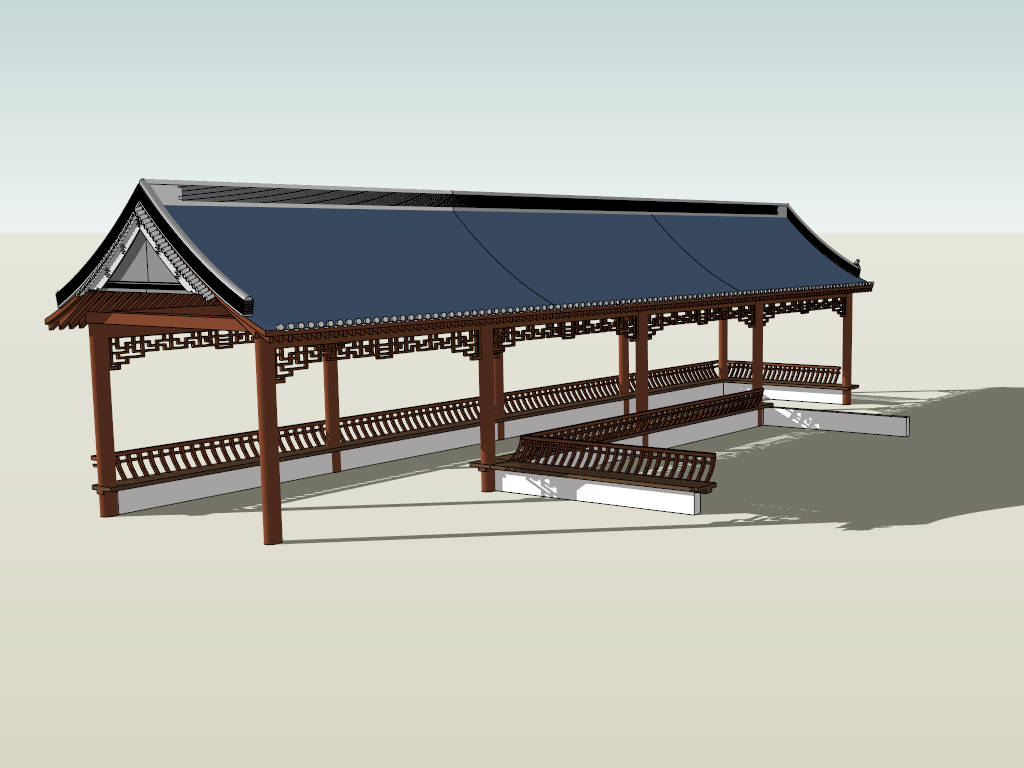 Chinese Style Pergola sketchup model preview - SketchupBox