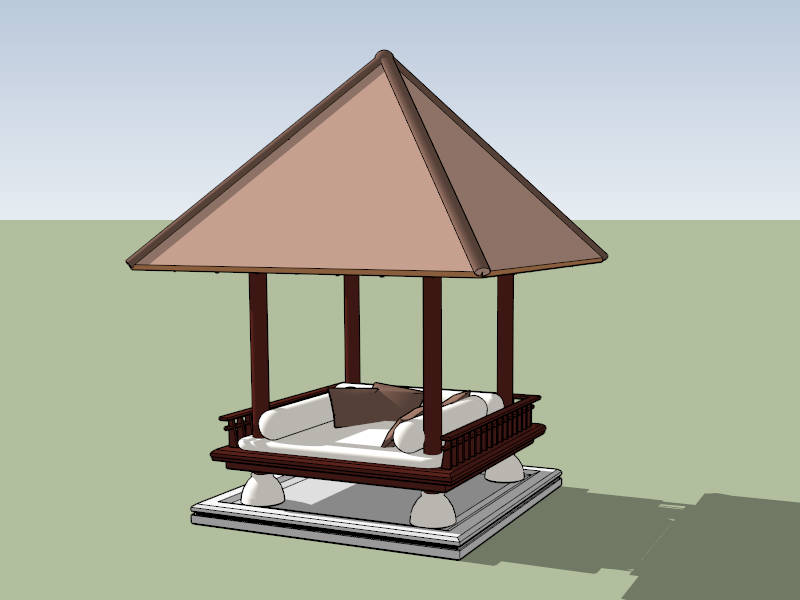 Asian Fusion Pavilion sketchup model preview - SketchupBox