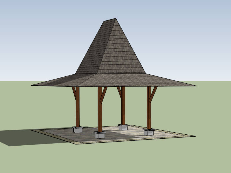 Southeast Asian Pavilion sketchup model preview - SketchupBox