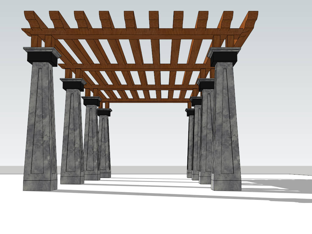 Cement and Wood Pergola sketchup model preview - SketchupBox