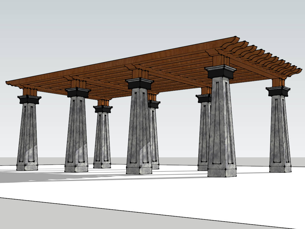 Cement and Wood Pergola sketchup model preview - SketchupBox