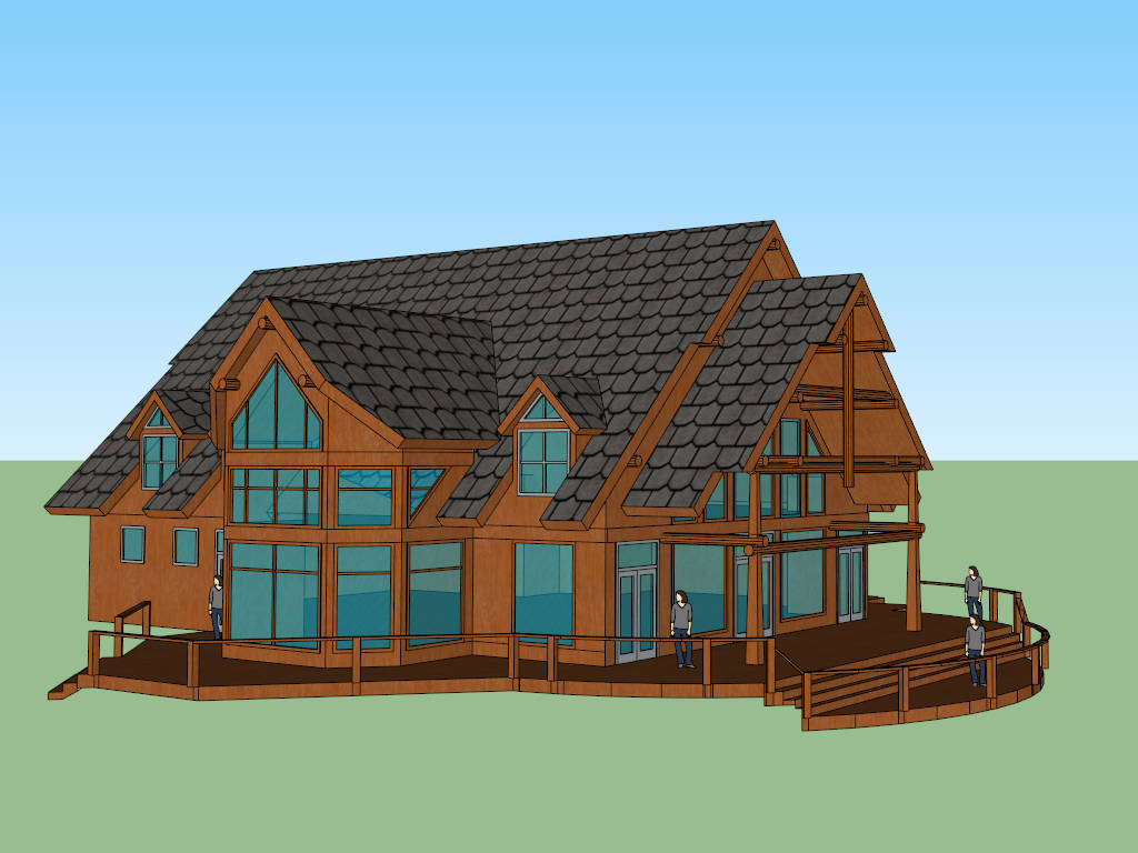 Modern Country House sketchup model preview - SketchupBox