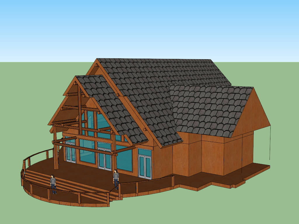 Modern Country House sketchup model preview - SketchupBox