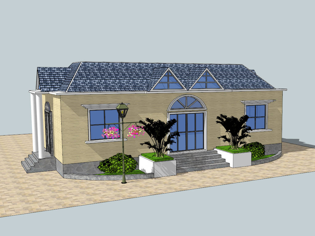 Modern Chinese Village House sketchup model preview - SketchupBox