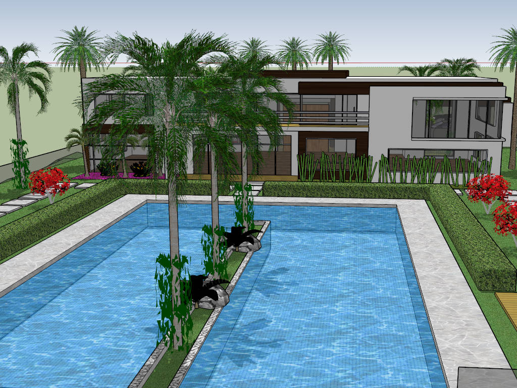 Seaside Villa with Swimming Pool sketchup model preview - SketchupBox