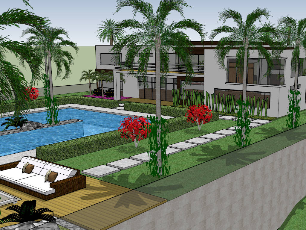 Seaside Villa with Swimming Pool sketchup model preview - SketchupBox