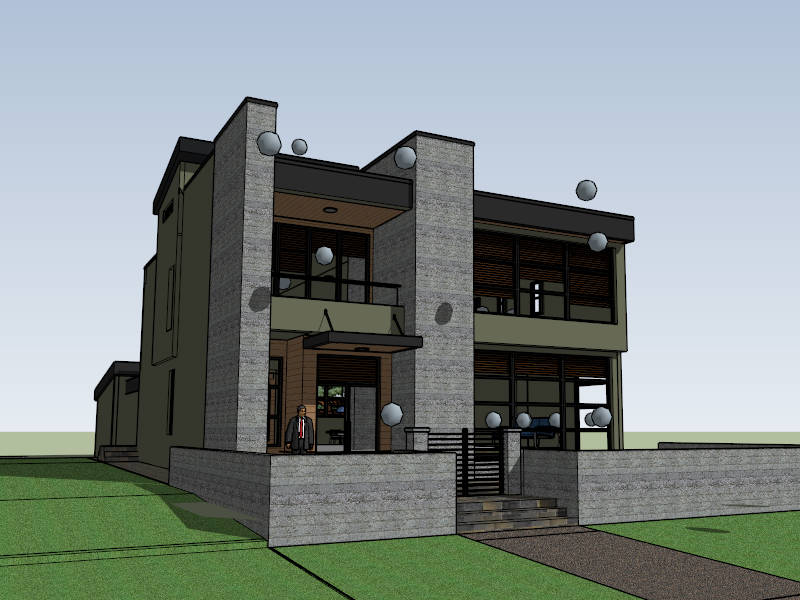 Traditional Family House Plan sketchup model preview - SketchupBox