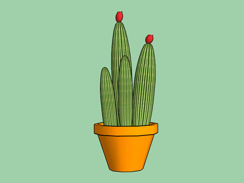 Cactus Potted Plant sketchup model preview - SketchupBox