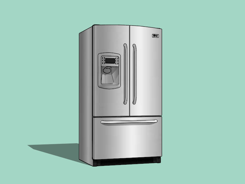 French Door Bottom Freezer Refrigerator sketchup model preview - SketchupBox