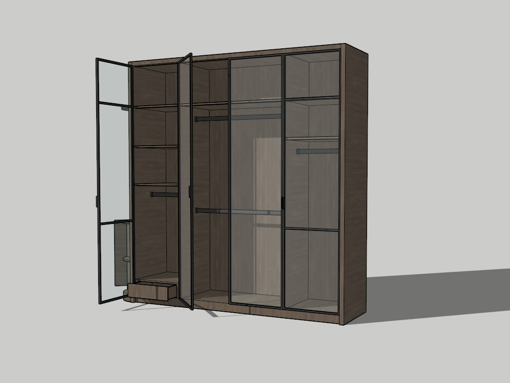 Modern Glass Door Wardrobe Cabinet sketchup model preview - SketchupBox
