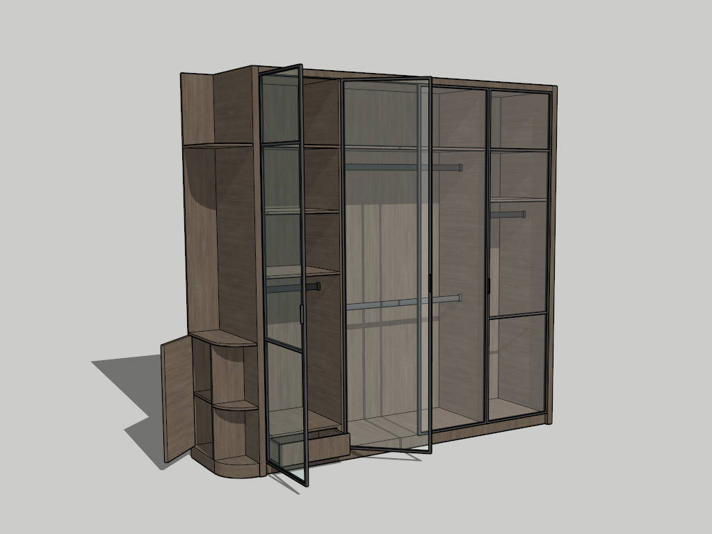 Modern Glass Door Wardrobe Cabinet sketchup model preview - SketchupBox