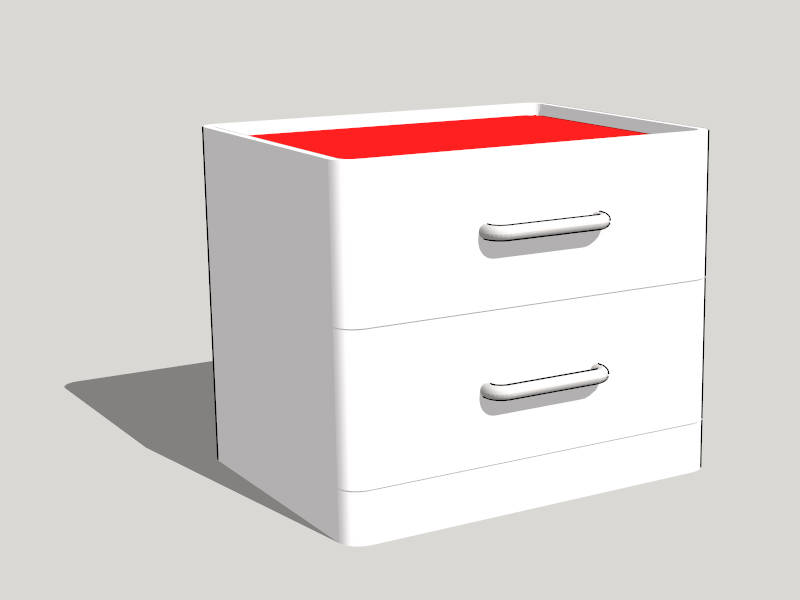 Modern White Nightstand with Drawers sketchup model preview - SketchupBox