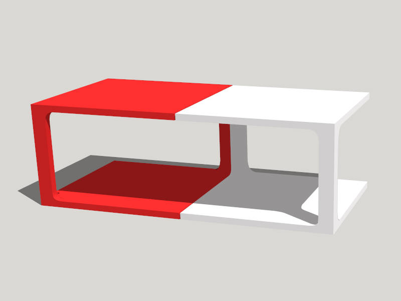 Red and White Modern Coffee Table sketchup model preview - SketchupBox