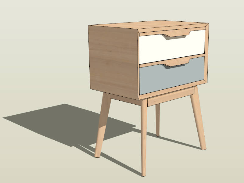 Modern Wood Bedside Table sketchup model preview - SketchupBox