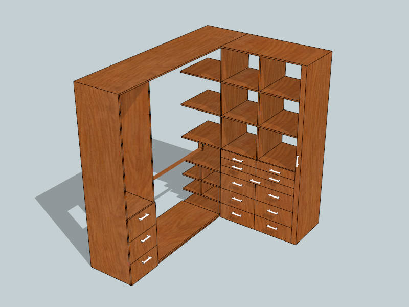 Corner Open Wardrobe Design sketchup model preview - SketchupBox