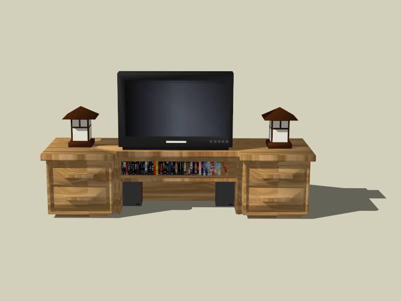 Rustic TV Console Furniture sketchup model preview - SketchupBox