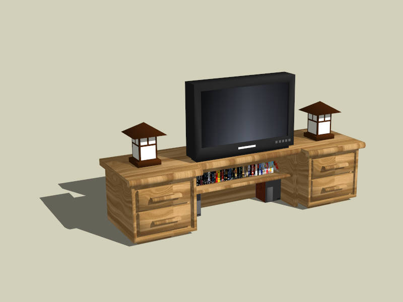 Rustic TV Console Furniture sketchup model preview - SketchupBox