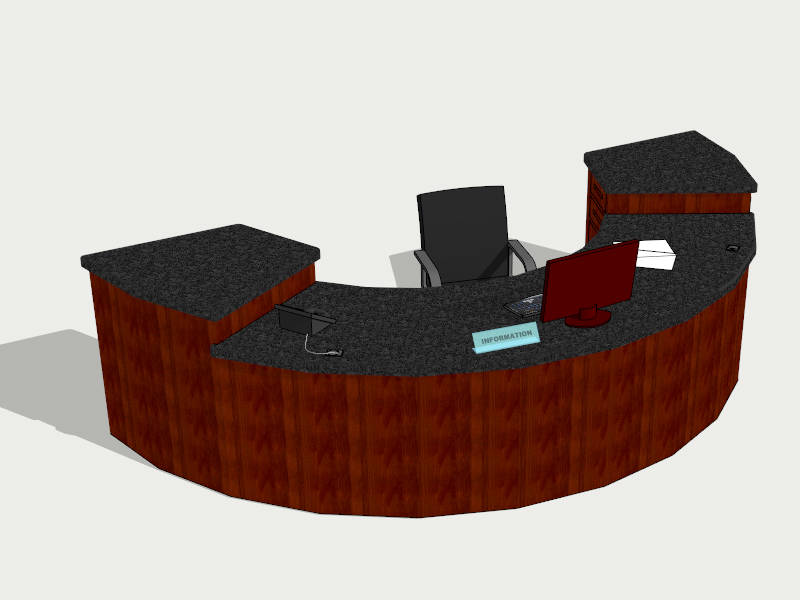 Half Round Custom Reception Desk sketchup model preview - SketchupBox