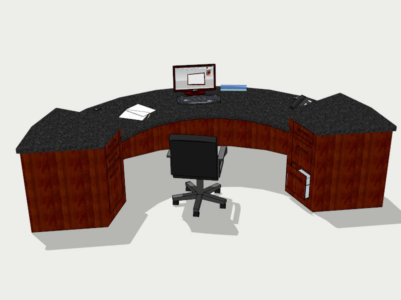 Half Round Custom Reception Desk sketchup model preview - SketchupBox