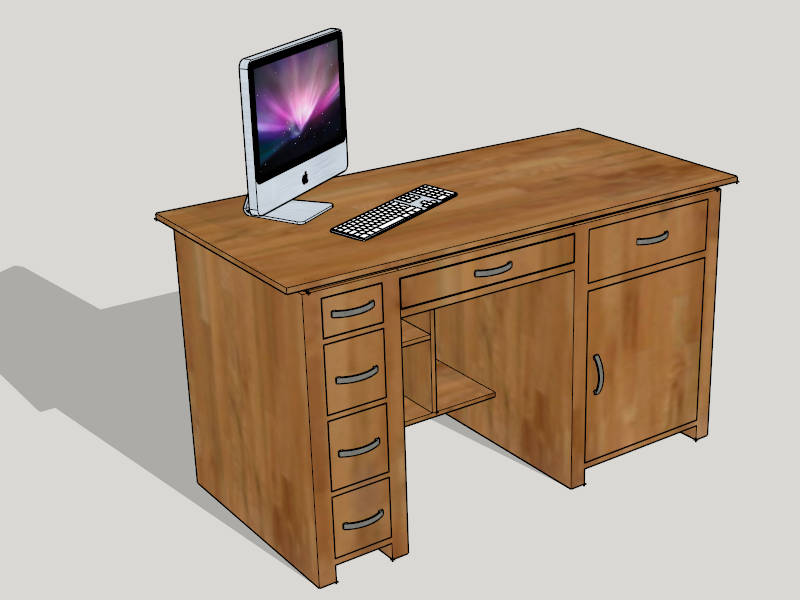 Home Office Desk with Drawers sketchup model preview - SketchupBox