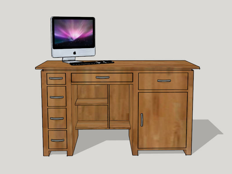 Home Office Desk with Drawers sketchup model preview - SketchupBox