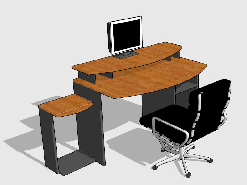 Small Office Computer Desk sketchup model preview - SketchupBox