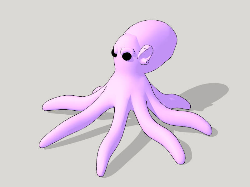 Purple Octopus Cartoon sketchup model preview - SketchupBox