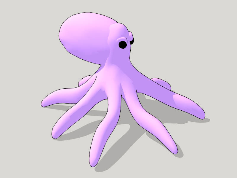 Purple Octopus Cartoon sketchup model preview - SketchupBox