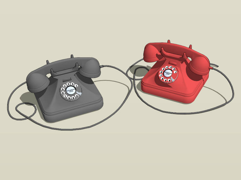 Traditional Rotary Dialing Telephones sketchup model preview - SketchupBox