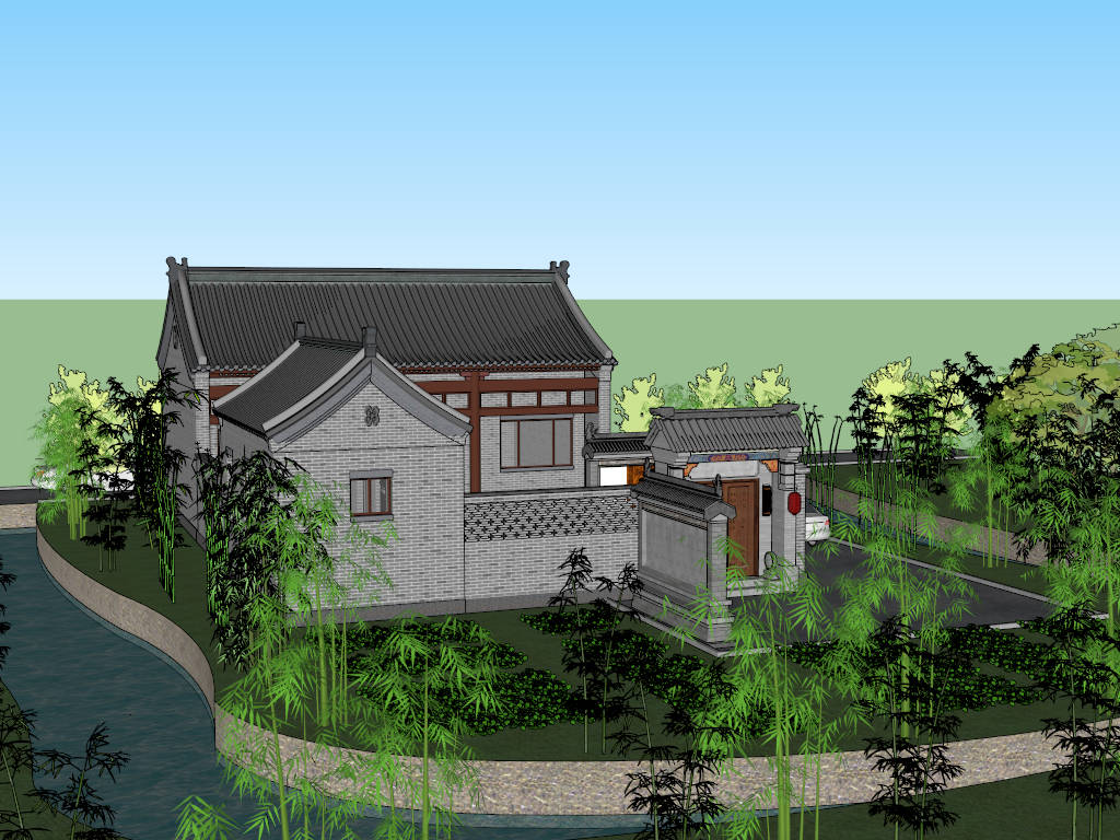 Chinese Traditional Country House sketchup model preview - SketchupBox