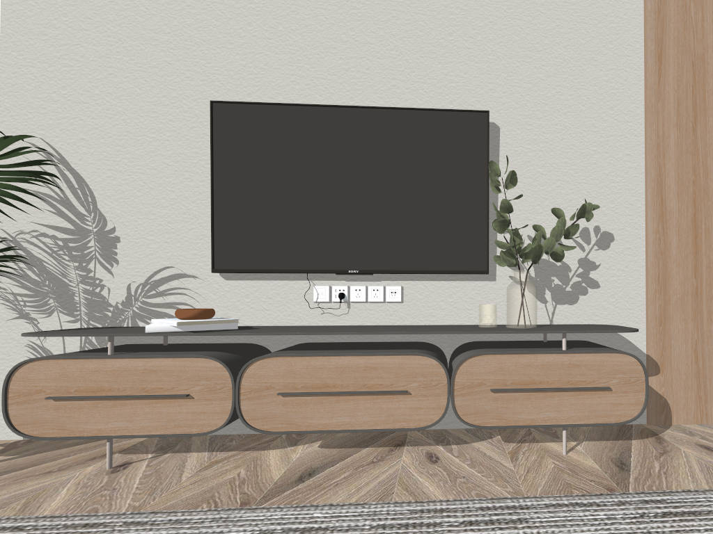 Modern Glass Top TV Stand sketchup model preview - SketchupBox