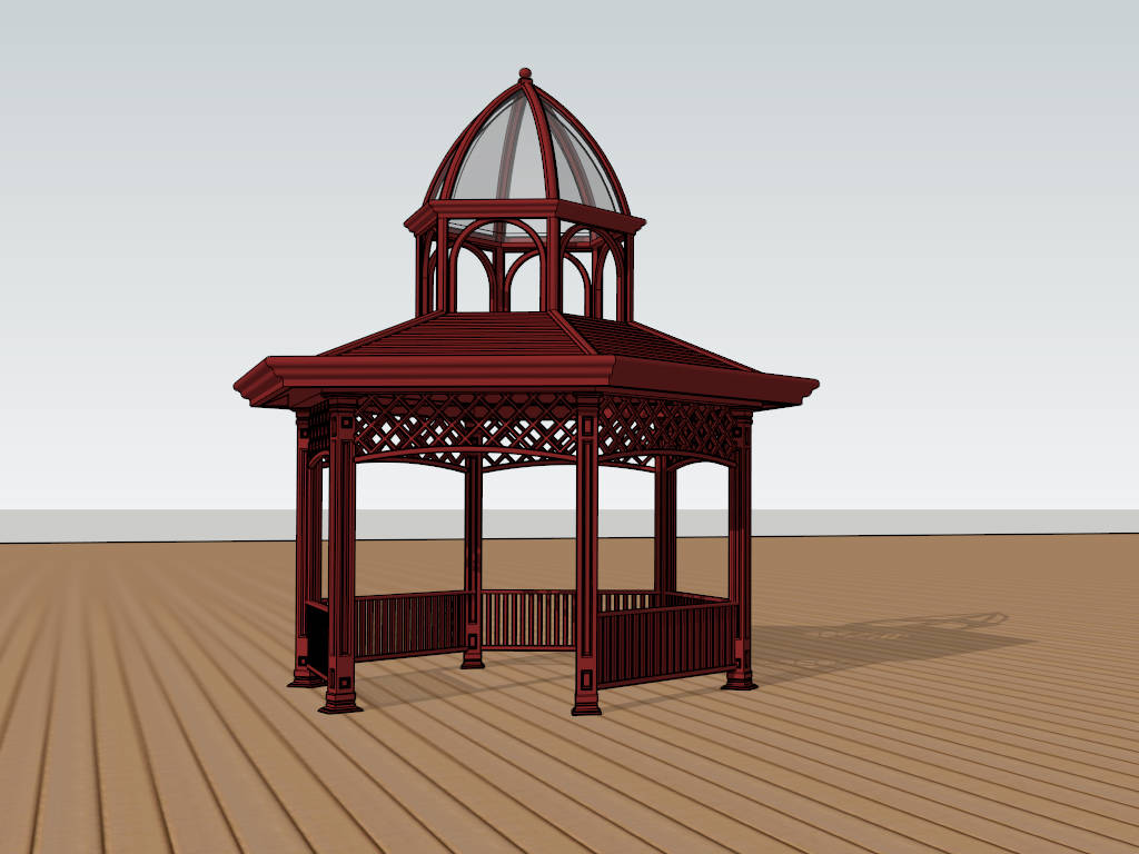 Rustic Asia Pavilion sketchup model preview - SketchupBox