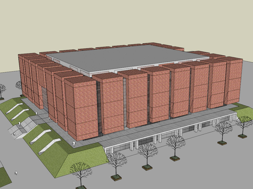 Modern Gym Exterior Design sketchup model preview - SketchupBox