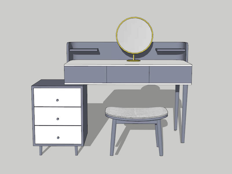 Modern Makeup Vanity Table with Storage sketchup model preview - SketchupBox