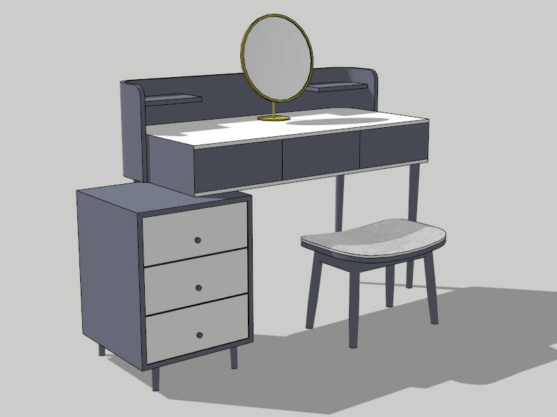 Modern Makeup Vanity Table with Storage sketchup model preview - SketchupBox