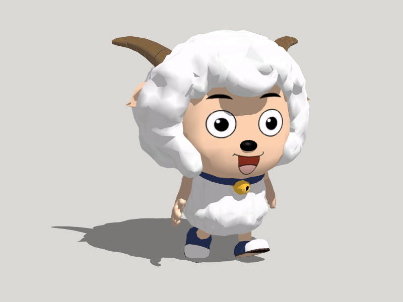 Cute Goat Cartoon Character sketchup model preview - SketchupBox