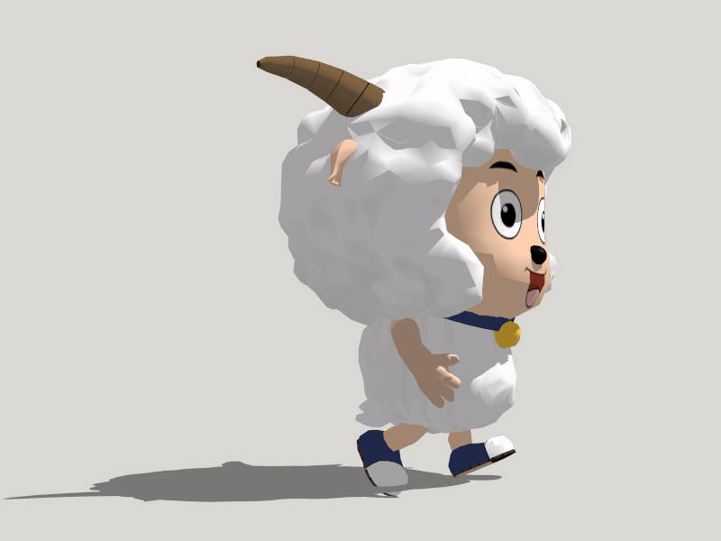 Cute Goat Cartoon Character sketchup model preview - SketchupBox