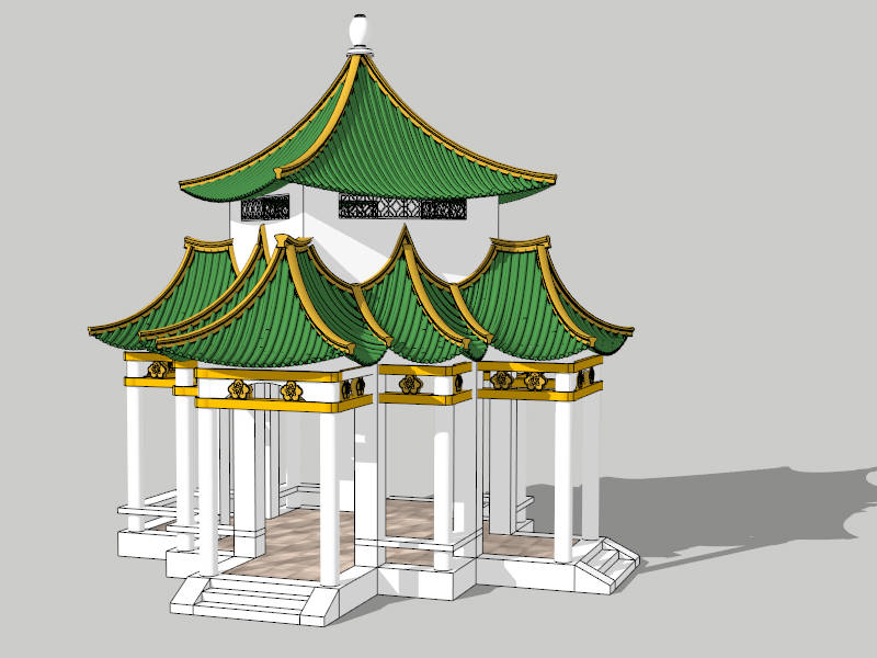 Chinese Style Pavilion sketchup model preview - SketchupBox