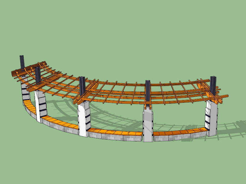Curved Stone Pergola sketchup model preview - SketchupBox