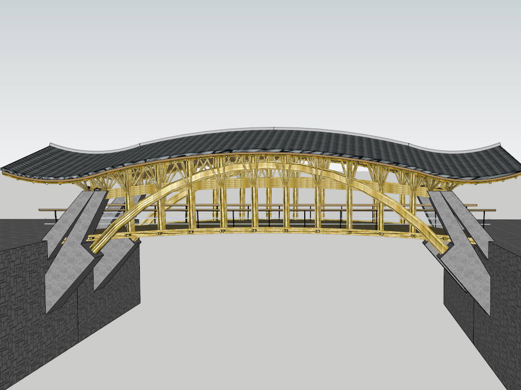 Vintage Bamboo Bridge Design sketchup model preview - SketchupBox