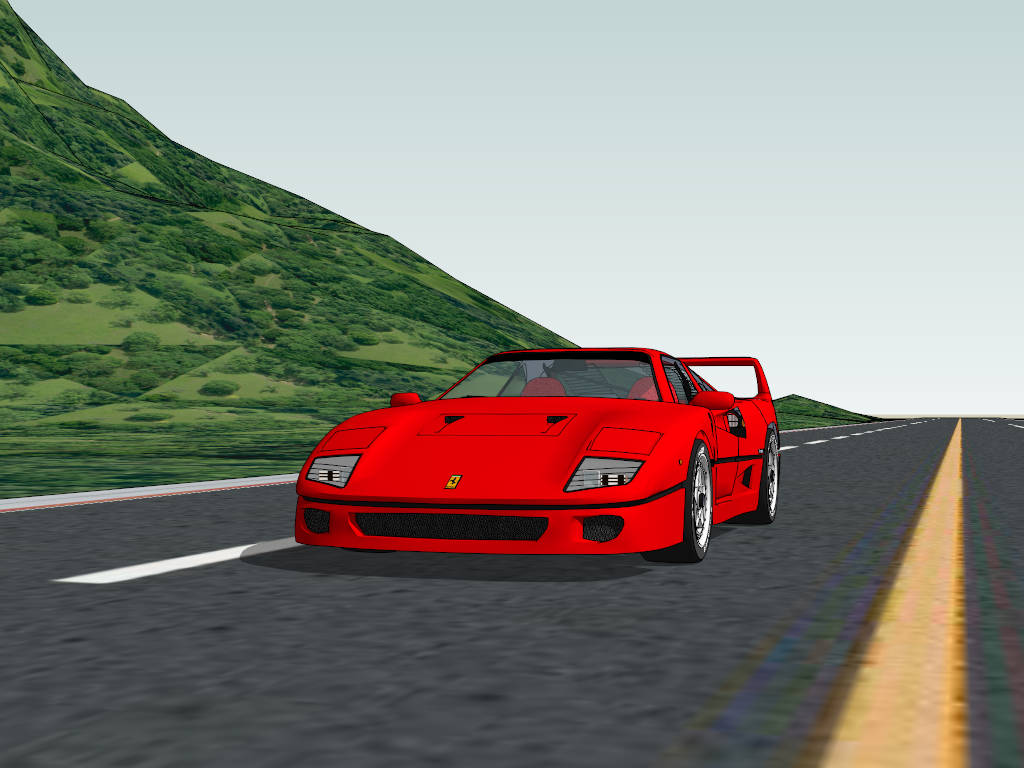 Red Ferrari On Mountain Road sketchup model preview - SketchupBox