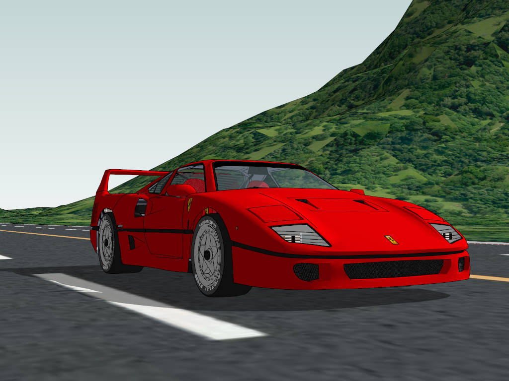 Red Ferrari On Mountain Road sketchup model preview - SketchupBox